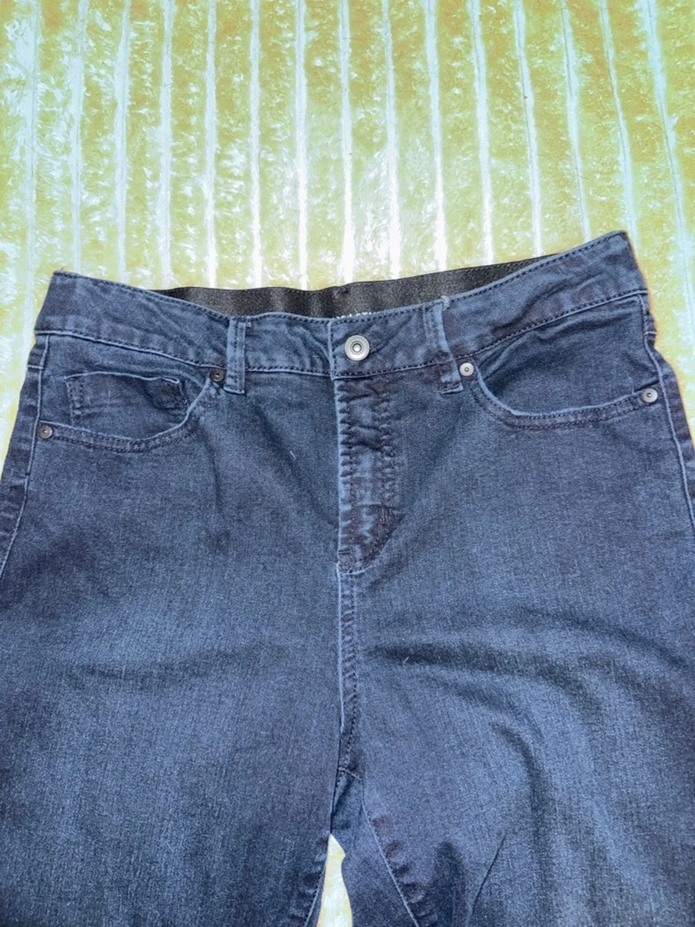 Signature Studio Women's Navy 5 Pocket STIRRUP Denim Blue Jeans Size 12 LN​